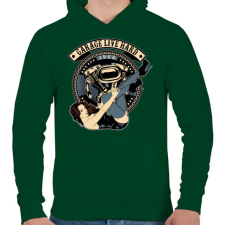PRINTFASHION Motoros gyorsgarázs - Férfi kapucnis pulóver - Sötétzöld férfi pulóver, kardigán