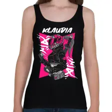 PRINTFASHION motoros Klaudia - Női atléta - Fekete női trikó
