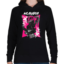 PRINTFASHION motoros Klaudia - Női kapucnis pulóver - Fekete női pulóver, kardigán