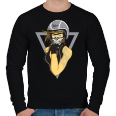 PRINTFASHION Motoros lány - Férfi pulóver - Fekete