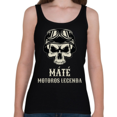 PRINTFASHION Motoros legenda - Névvel - Női atléta - Fekete