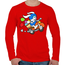 PRINTFASHION Motoros Nyuszi - Férfi hosszú ujjú póló - Piros férfi póló