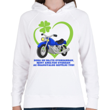 PRINTFASHION Motoros őrangyal - Női kapucnis pulóver - Fehér női pulóver, kardigán