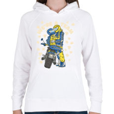 PRINTFASHION Motoros pár - Női kapucnis pulóver - Fehér