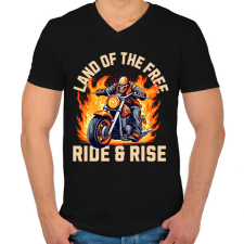 PRINTFASHION Motoros szabadság - Férfi V-nyakú póló - Fekete férfi póló