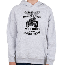 PRINTFASHION Motoros szív, motoros lélek... - Gyerek kapucnis pulóver - Sport szürke gyerek pulóver, kardigán
