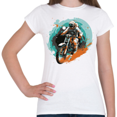 PRINTFASHION Motoros űrhajós - Női póló - Fehér