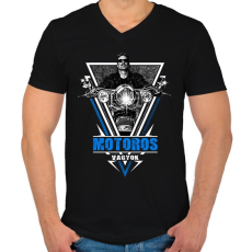 PRINTFASHION Motoros vagyok 2 - Férfi V-nyakú póló - Fekete
