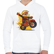 PRINTFASHION Motorozás - Férfi kapucnis pulóver - Fehér férfi pulóver, kardigán