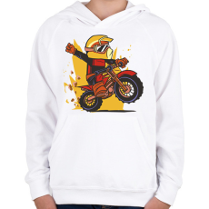 PRINTFASHION Motorozás - Gyerek kapucnis pulóver - Fehér