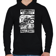 PRINTFASHION Motorverseny - Férfi kapucnis pulóver - Fekete férfi pulóver, kardigán