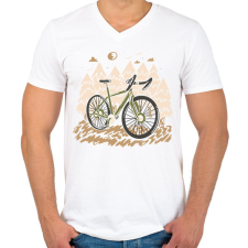 PRINTFASHION Mountain bike - Férfi V-nyakú póló - Fehér férfi póló
