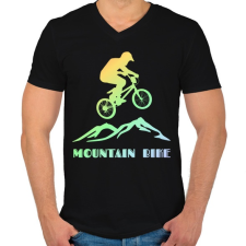 PRINTFASHION mountain bike  - Férfi V-nyakú póló - Fekete férfi póló