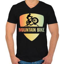 PRINTFASHION MOUNTAIN BIKE - Férfi V-nyakú póló - Fekete férfi póló