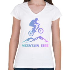 PRINTFASHION mountain bike - Női V-nyakú póló - Fehér