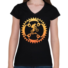PRINTFASHION MOUNTAIN BIKE - Női V-nyakú póló - Fekete női póló