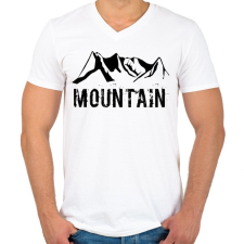 PRINTFASHION Mountain  - Férfi V-nyakú póló - Fehér férfi póló