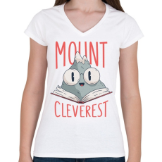 PRINTFASHION MountCleverest - Női V-nyakú póló - Fehér