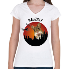 PRINTFASHION Mouzilla - Női V-nyakú póló - Fehér női póló
