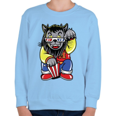 PRINTFASHION Mozis macska - Gyerek pulóver - Világoskék