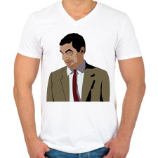 PRINTFASHION Mr. Bean rajz - Férfi V-nyakú póló - Fehér férfi póló