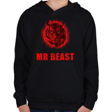 PRINTFASHION mr beast - Gyerek kapucnis pulóver - Fekete