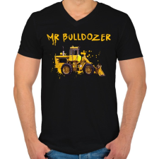 PRINTFASHION mr bulldozer - Férfi V-nyakú póló - Fekete férfi póló