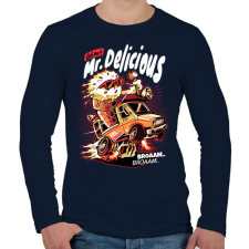 PRINTFASHION Mr Delicious - Férfi hosszú ujjú póló - Sötétkék férfi póló