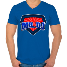 PRINTFASHION MR. DJ - Férfi V-nyakú póló - Királykék férfi póló