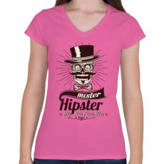 PRINTFASHION Mr. Hipszter - Női V-nyakú póló - Rózsaszín