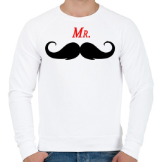 PRINTFASHION MR. Mustache - Férfi pulóver - Fehér