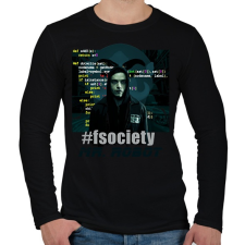 PRINTFASHION mr robot-fsociety - Férfi hosszú ujjú póló - Fekete férfi póló