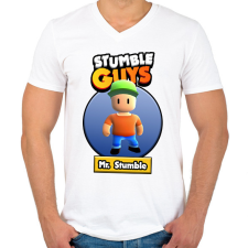 PRINTFASHION Mr. Stumble - Férfi V-nyakú póló - Fehér férfi póló