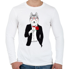 PRINTFASHION Mr. Wolf - Férfi hosszú ujjú póló - Fehér férfi póló