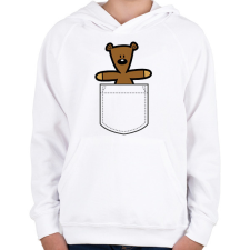 PRINTFASHION MrBean Teddy - Gyerek kapucnis pulóver - Fehér gyerek pulóver, kardigán