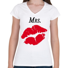 PRINTFASHION Mrs. Lips - Női V-nyakú póló - Fehér női póló