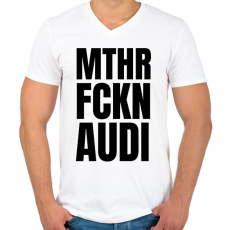 PRINTFASHION Mthr fckn Audi póló - Férfi V-nyakú póló - Fehér