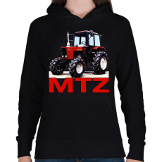PRINTFASHION MTZ traktor - Női kapucnis pulóver - Fekete