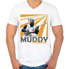 PRINTFASHION Muddy Waters - Férfi V-nyakú póló - Fehér férfi póló