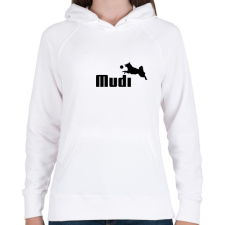 PRINTFASHION Mudi- kutyás minta - Női kapucnis pulóver - Fehér női pulóver, kardigán