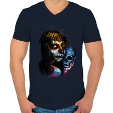 PRINTFASHION Muerte lite - Férfi V-nyakú póló - Sötétkék férfi póló