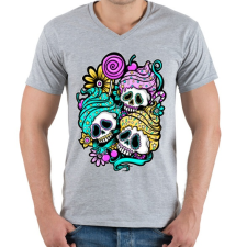 PRINTFASHION Muffin koponyák - Férfi V-nyakú póló - Sport szürke férfi póló