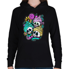 PRINTFASHION Muffin koponyák - Női kapucnis pulóver - Fekete