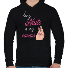 PRINTFASHION Műkörmös - Férfi kapucnis pulóver - Fekete férfi pulóver, kardigán