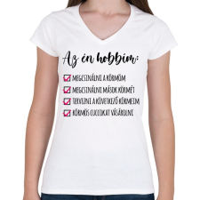 PRINTFASHION Műkörmös - Női V-nyakú póló - Fehér női póló