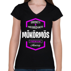 PRINTFASHION Műkörmös prémium minőség - Női V-nyakú póló - Fekete