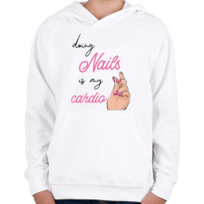 PRINTFASHION Műköröm - Gyerek kapucnis pulóver - Fehér gyerek pulóver, kardigán