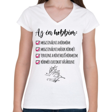 PRINTFASHION Műköröm - Női V-nyakú póló - Fehér
