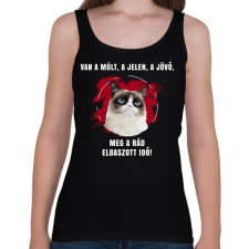 PRINTFASHION Múlt, jelen, jövő - Női atléta - Fekete női trikó