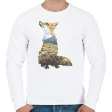 PRINTFASHION Multi Expourse Fox - Férfi pulóver - Fehér férfi pulóver, kardigán